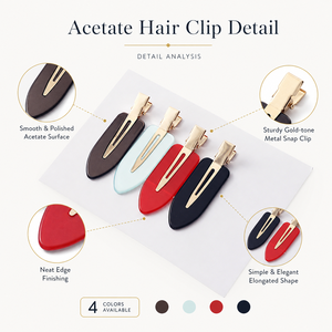 Ume Lot de 4 pinces <span class=keywords><strong>à</strong></span> cheveux personnalisées de luxe sans couture en acétate avec logo pour femme, accessoire de maquillage <span class=keywords><strong>à</strong></span> franges latérales - Product Image 3