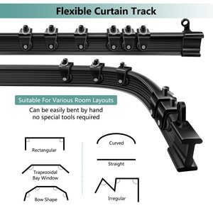 Rail de rideau de plafond flexible noir de 10 à 20 pieds, rail de rideau incurvé, système de rail de plafond pour <span class=keywords><strong>baie</strong></span> vitrée - Product Image 2