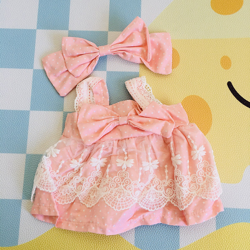 Pink polka-dot strap dress hairband