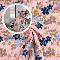 Tissu en gaze de coton tissé sur mesure, froissé, imprimé floral multicolore, doux et agréable pour la peau, en crêpe
