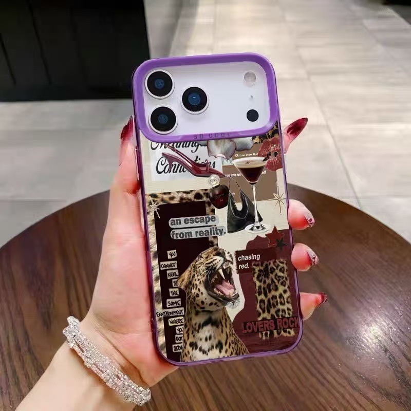 Conchiglia color argento-viola-leopardo vino rosso