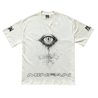 T-shirt Homme T13 MINFAN en Gros 100% Coton Manches Courtes Coupe Boxy Imprimé Graphique Décontracté Streetwear Rétro Motif Œil