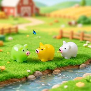 Cute Resin Miniature Pig Figurine for Terrariums Adorable Little Beads DIY <b>Garden</b> Decor <b>Hanging</b> <b>Ornaments</b> Small Desk Accents - Product Image 3