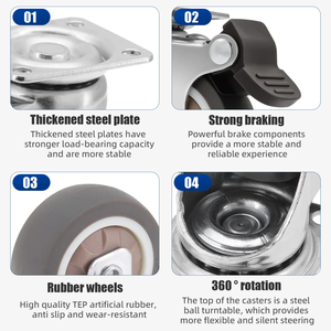 ล้อเลื่อนหมุนได้ขนาด 1.25 นิ้ว สำหรับงานหนัก เงียบ สำหรับโต๊ะ เก้าอี้ โซฟา โรงเรียน ห้องออกกำลังกาย ห้องน้ำ 2 ชิ้น พร้อมเบรกนิรภัย รับน้ำหนักได้ 60 กิโลกรัม - Product Image 6