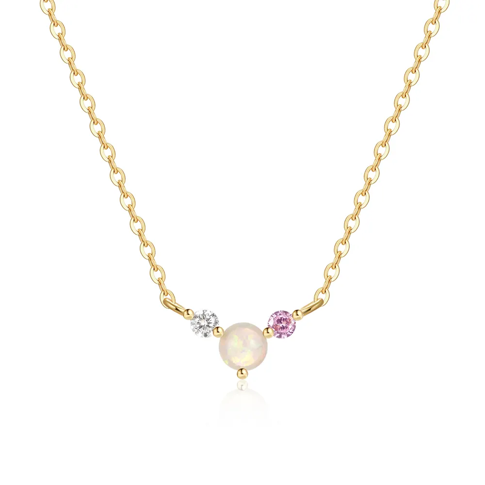 Vermeil Gold Jewelry 14k 18k 925 Sterling Silver 5A Cubic Zirconia Opal Pendant Fine Charm Necklaces For Women