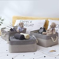 KUYUE Offre Spéciale fait à la main jouet décoratif vêtements chaussettes stockage poubelles gris coton panier de rangement pliable Opp sac salle de bain