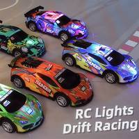 AiJH Sports Rc Car PVC Graffiti, Coche de Carreras a Control Remoto de 4 Canales con Luces, Juguetes para Niños