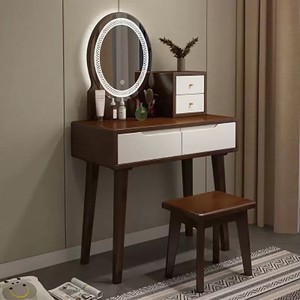 D003 Small Space Saving Dressing <b>Table</b> with <b>Mirror</b> and Lights Compact Dressing <b>Table</b> with Storage Cabinet for Bedroom - Product Image 6