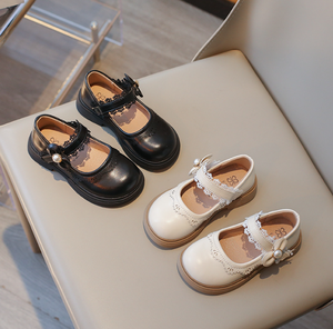 รองเท้าหนัง PU สำหรับเด็กผู้หญิง รุ่นใหม่ประจำฤดูใบไม้ผลิ รองเท้าสไตล์แมรี่เจนแบบเจ้าหญิงประดับลูกไม้ - Product Image 2