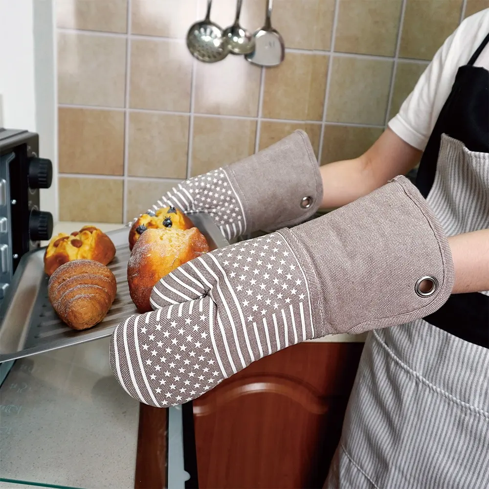 ถุงมือเตาอบซิลิโคนกันลื่นสำหรับห้องครัว,ถุงมือเตาอบทำบาร์บีคิวเชฟอบแบบกำหนดเองทนความร้อน
