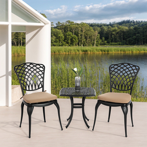 Conjunto de Bistro de 3 Piezas, Muebles de Patio de Aluminio Fundido, 2 Sillas, 1 Mesa Redonda, para Jardín, Balcón, Exterior - Product Image 1