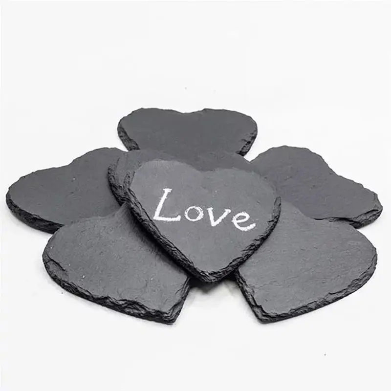 Factory wholesale hot selling4inch blank black slate coasters round square heart shaped heart-shaped slate Coasters