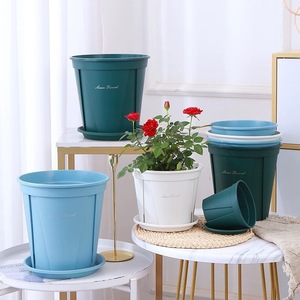 Pot de fleurs Qingshan en plastique avec trou de drainage, pour plantes d'intérieur et d'extérieur, design minimaliste, forme circulaire - Product Image 1