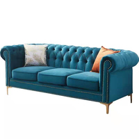 Canapé Chesterfield gonflable trois places en tissu PU, style luxe léger américain, tendance INS