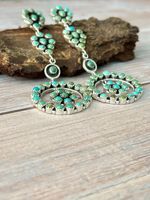 Boucles d'oreilles pendantes en argent sterling faites à la main avec turquoise Kingman et tige en argent sterling, bijoux artisanaux uniques pour femmes, cadeau
