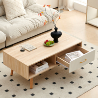 Table basse MQ 2026 en promotion avec pieds en bois massif, tiroir coulissant de rangement, facile à nettoyer, mobilier moderne pour salon