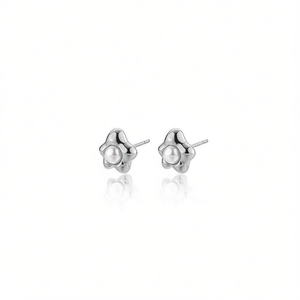Amy Amy Pearl <b>Stud</b> Earrings 925 <b>Silver</b> Faux Pearl Flower Shape White Classic Style For Women Everyday Wear - Product Image 1