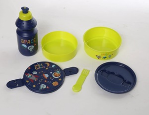 Juego de fiambrera para niños sellada con compartimentos apilables de <span class=keywords><strong>2</strong></span> capas dobles con botella, fiambrera, juego de tetera - Product Image 4