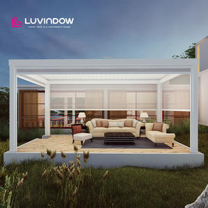 Modern açık elektrikli <span class=keywords><strong>Pergola</strong></span> panjur çatı su geçirmez alüminyum alaşımlı çerçeve yatay açılış desen manyetik ekran özelliği - Product Image 1