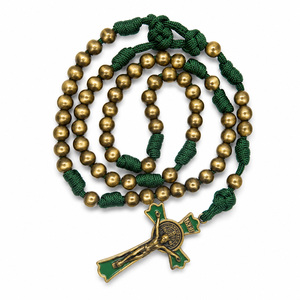 Gioielli Religiosi Cristiani, Rosario Robusto di San Benedetto con <span class=keywords><strong>Perline</strong></span> da 10mm e Cordino Paracord, <span class=keywords><strong>Collana</strong></span> Cattolica per <span class=keywords><strong>Uomo</strong></span>, Accessori per la Chiesa - Product Image 1