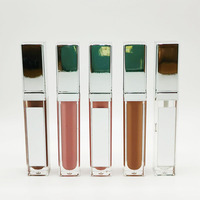 Nouveau moule en gros pour gloss à lèvres carré de 7,5 ml avec LED, miroir intégré, pigment nude de luxe, gloss à lèvres mat LED avec lumière et miroir intégré