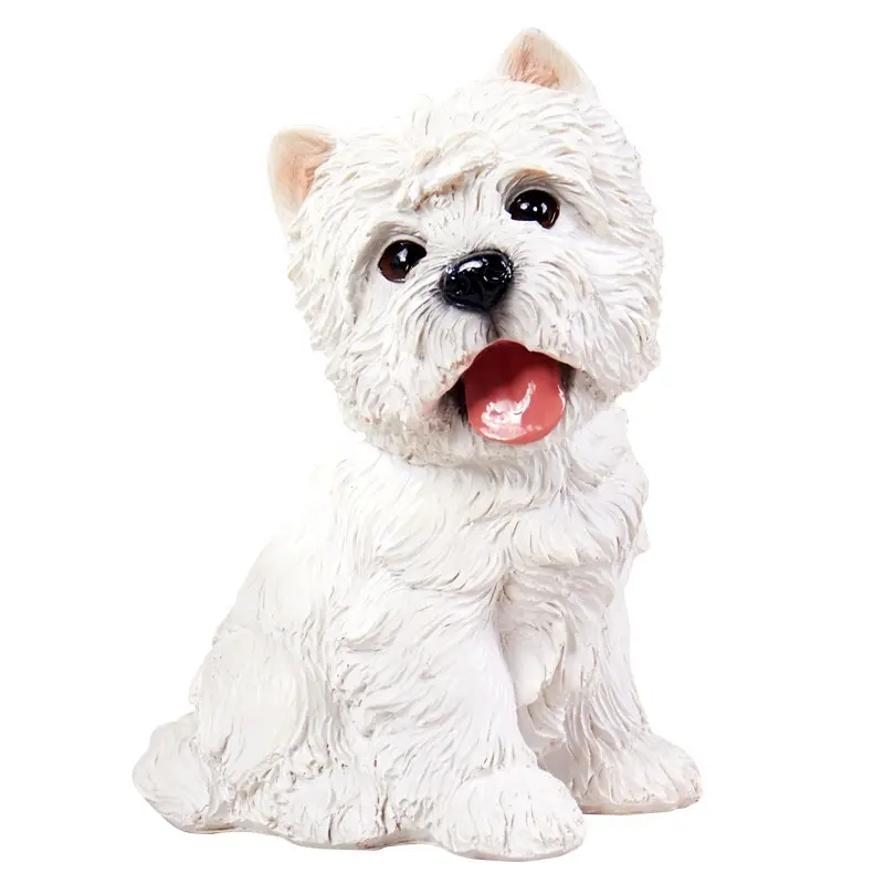 Patung Anjing Terrier Putih Desain Kustom Resin Patung Anjing Terrier Putih untuk Luar Ruangan Taman Rumput Teras Figurine Dekoratif