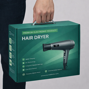 Boîte d'expédition personnalisée pour sèche-cheveux 3C Electronics, emballage de marque en carton ondulé B/E, option boîte à rabat - Product Image 6