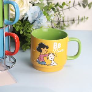 Ensemble de tasses en céramique empilables personnalisées, mignonnes et de style dessin animé pour <span class=keywords><strong>enfants</strong></span>, avec poignée, réutilisables, en porcelaine, sans danger pour les aliments, avec support – Cadeau pour la maison - Product Image 4