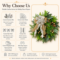 Karangan Bunga Natal Buatan Tahan Lama, Dapat Digunakan Kembali, Bergaya Rustic, dengan Pita Kertas Koran, Hiasan Pita, Buah Pinus, Lonceng Emas, Bola-bola Hias, dan Dekorasi Eucalyptus