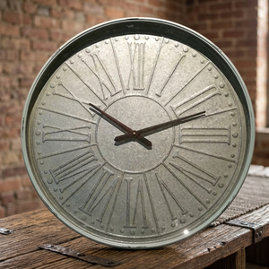 Grande horloge murale ronde en métal rustique, affichage à quartz simple face, aiguilles minimalistes, pour salon, fonctionne à piles, décoration d'intérieur - Product Image 2