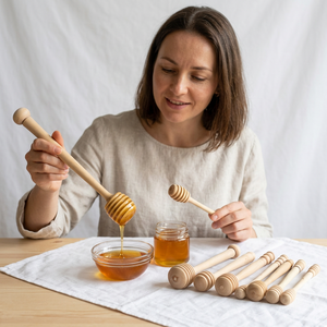 Top Selling Modern Handmade Disposable Natural Wood Honey Stirring Stick Beehive Dipper Mirror Eco-Friendly Long Handle Home - Product Image 1