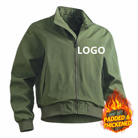 Blouson Aviateur Homme Rembourré Personnalisé OEM ODM avec Logo, Couleur Unie, Col Montant, Coupe-Vent Vintage, Multi-Poches