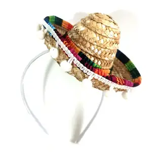 THU-041 En'an Clothing Party Cinco De Mayo Fiesta Mini Straw Mexican Sombrero Headbands For Fun Hat Supplies