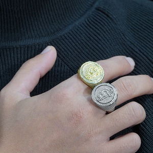 Pass Diamond Tester Hip Hop Jewelry Bling Luxury Solid 925 Silver Iced Out GRA VVS Moissanite Letter Initial B <span class=keywords><strong>Coin</strong></span> <span class=keywords><strong>Ring</strong></span> para hombres - Product Image 6