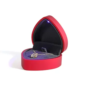 Joyero personalizado en forma de corazón, venta al por mayor, pulsera, pendiente, anillo, paquete de joyería, luz Led, joyeros, embalaje