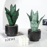 Plante verte artificielle de simulation, Orchidée tigrée avec pot en céramique, Bonsaï artificiel moderne et simple, Plantes vertes de bureau