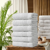 Offre Spéciale 100% coton 4 pièces Dobby Bordered Towel Set Serviettes de couleur unie avec logo personnalisé pour Spa Beach Bath Utilisation