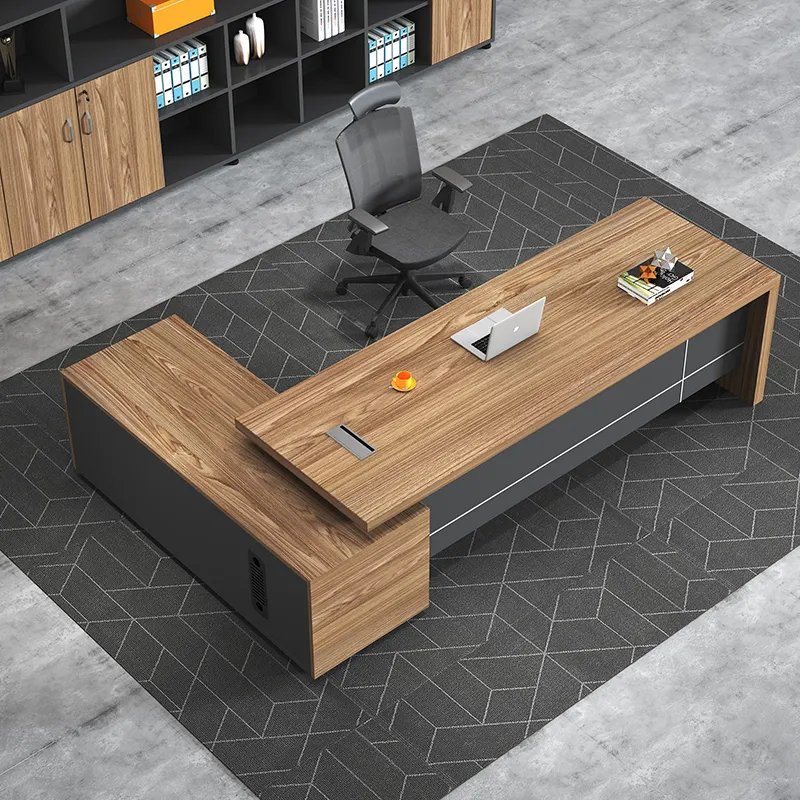 Ensemble de meubles de bureau en bois massif et marbre moderne, bureau de bureau moderne pour chef de ménage