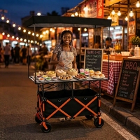 Chariot de marché/camping pliable à quatre roues avec logo personnalisé OEM, multicolore, plateau de table 72x167cm, plusieurs tailles disponibles