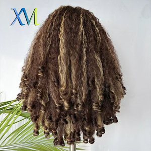Perruque synthétique tressée <span class=keywords><strong>de</strong></span> 20 pouces, sans colle, avec bonnet ajustable à trois brins et dentelle complète # Vente en gros <span class=keywords><strong>de</strong></span> vêtements pour femmes africaines noires 1B - Product Image 5