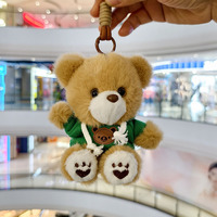 Porte-clés en peluche pour cadeau de Noël, ours en peluche doux avec capuche, mini jouet en peluche, logo personnalisé ou avec t-shirt