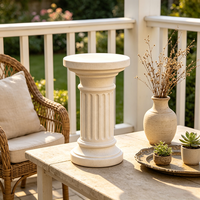 Socle de colonne cannelée romaine en résine blanc cassé texturée, fait main, support pour plantes, pilier de jardin classique, décoration intérieure