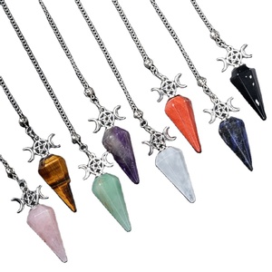 Pendule de méditation <span class=keywords><strong>hypnotique</strong></span> Chakra hexagonal cristal de guérison pierre pointue pendule de radiesthésie Wicca thérapie cadeau spirituel - Product Image 1