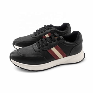 Baskets basses de luxe pour homme à rayures Heritage, en cuir véritable, chaussures décontractées de créateur avec semelle en caoutchouc épaisse de style rétro - Product Image 2