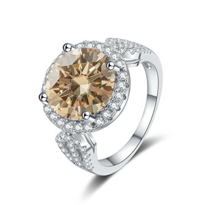 Anillo de Moissanita de 5 <span class=keywords><strong>Quilates</strong></span> con Corte Redondo, Joyería de Diamantes Multicolor en Plata de Ley 925, Personalizado y de Lujo, <span class=keywords><strong>Precio</strong></span> para Mujer - Product Image 2