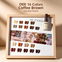 OXXI – Kit de vernis à ongles gel UV 16 couleurs, marron café, thé au lait, gel soak-off pour manucure en salon