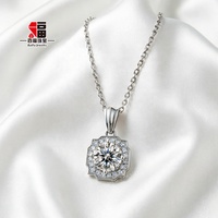 Parure de bijoux Baifu 1CT Moissanite en argent sterling 925, bague halo carrée, boucles d'oreilles et pendentif, ensemble de mariée pour femme, vente en gros