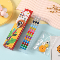 Baru promosi harga murah plastik mini blok DIY hewan lucu set teka-teki atas pensil klip singa kartun puncak pensil