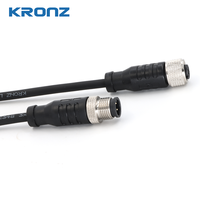 Câble de connexion KRONZ M12, 3 broches, femelle, droit, 3 m de long, gaine en PVC, blindé, IP67, pour capteurs en alliage