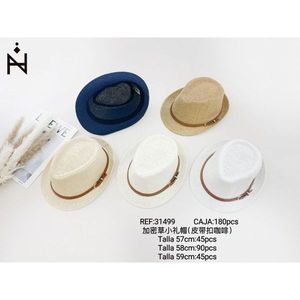 Chapeau en paille crypté style café avec boucle 57cm 58cm 59cm pour hommes et femmes, mode estivale - Product Image 1